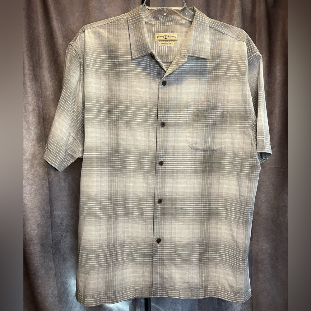 Tommy Bahama Men's Gray Checkered Shirt XXL